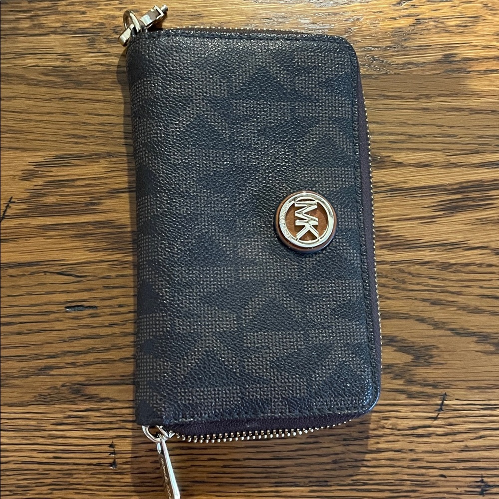Michael Kors Dark Brown Wallet with Gold Hardware